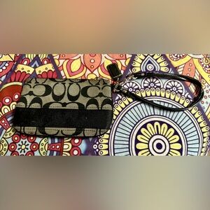 Coach Black and Tan Signature Wristlet